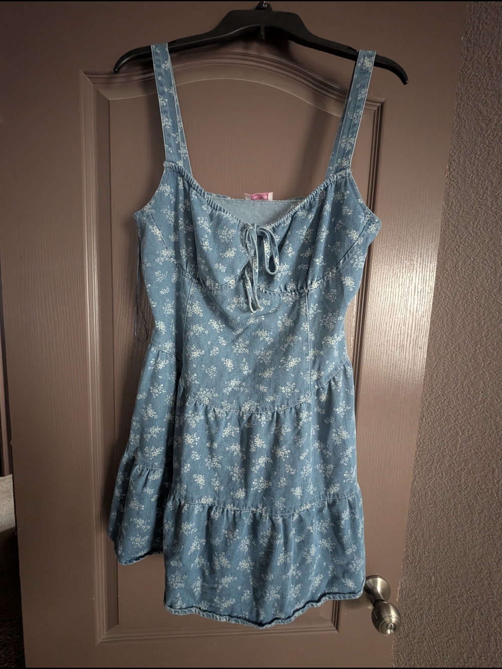 Pink Lily Light Blue Floral Tie-Front Sundress